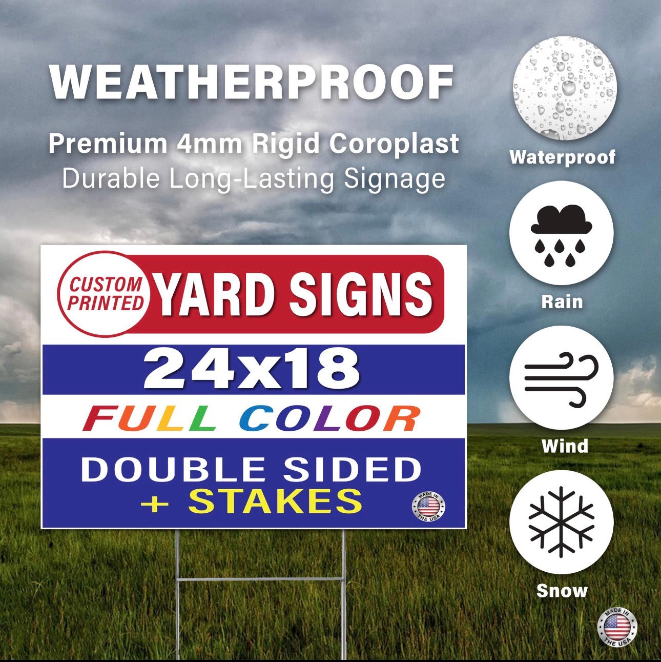24” x 18” Custom Double-Sided Yard Sign with Stake